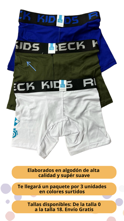 BOXER KIDS - PAQUETE X 3. Cómodos, frescos y duraderos